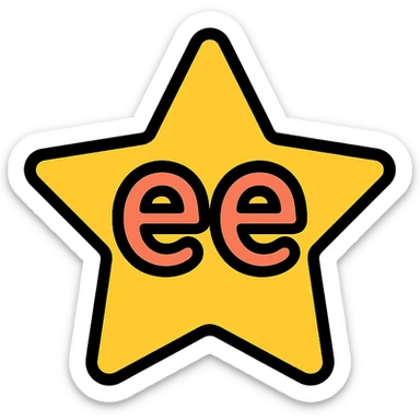 a star with the letters 'ee' in the center sticker
