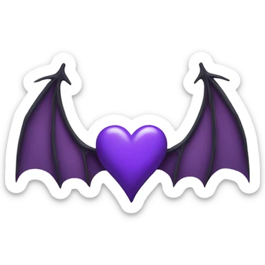 Purple heart with bat wings sticker