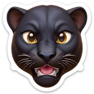 Cinematic Comical Panther Portrait Emoji, Head tilted dramatically with an exaggeratedly shocked expression, featuring a sleek, muscular body with wide, comically expressive eyes full of humorous disbelief, Simplified yet hilariously expressive features, highly detailed, glowing with a slightly sassy dark glow, high shine, dramatic yet playful, stylized with an air of quirky feline attitude, soft glowing outline, capturing the essence of a meme-worthy panther that looks ready to side-eye its way into viral fame! sticker