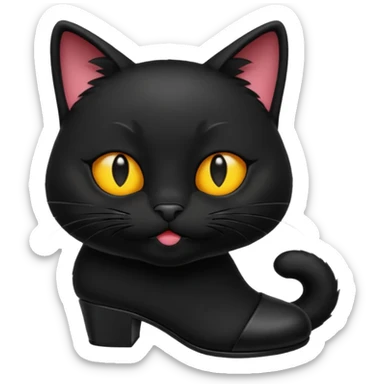 Black animal cat with nlack shoes and smellt emoji sticker