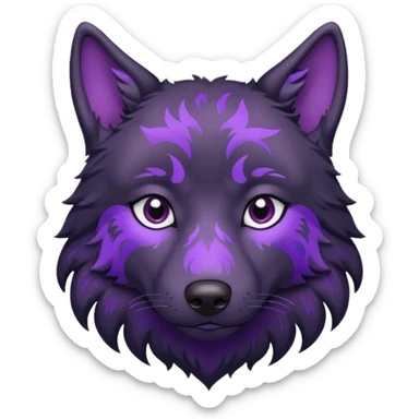sad black wolf with purple pattern sticker