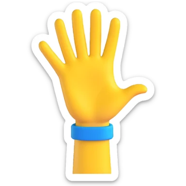 yellow hand making the 'OK' gesture with a blue wristband, 3D emoji style sticker