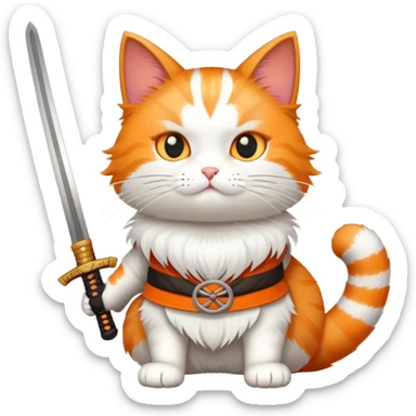 cat with a katana sticker