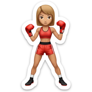 woman in kickboxing stance with boxing gloves sticker