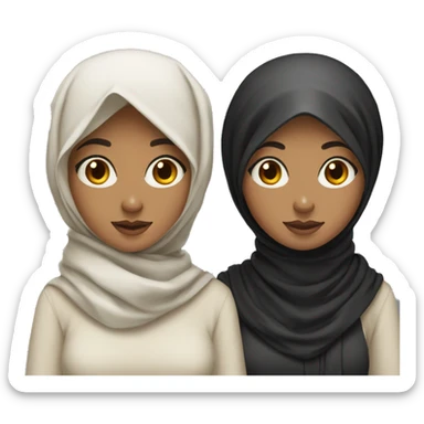 Two best friends one hijab and one black hair  sticker