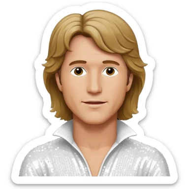 Andy Gibb with white sequin outfit sticker