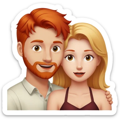 Blonde lady kidding redhead man sticker