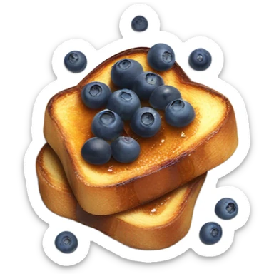 french toast with three blueberries, maple syrup, and butter on top sticker
