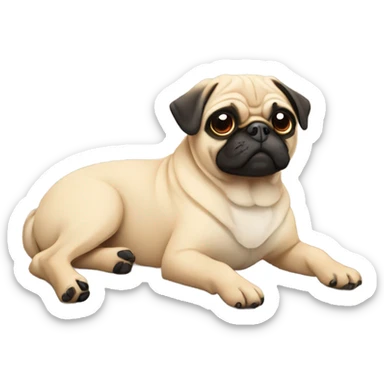 Pug laying with doxle sticker