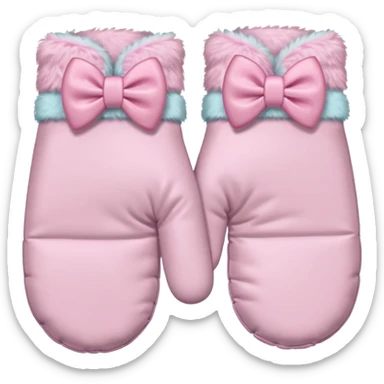 pastel pink pair of mittens connected by a bow sticker