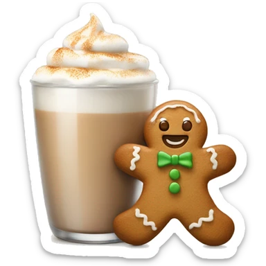 Latte with New Year’s gingerbread  sticker