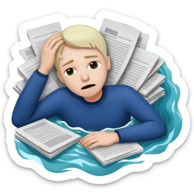 drowning in an ocean of work sticker
