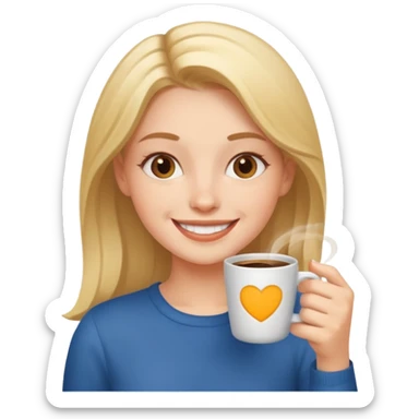 Ragazza che beve un caffè  sticker