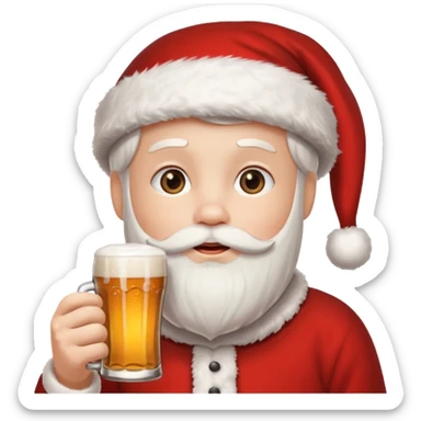 festive Christmas jul emoji featuring a person drinking beer, Scandinavian holiday theme, cozy and cheerful, traditional decorations sticker