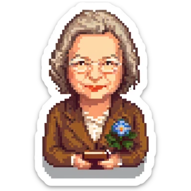 Emoji of Marguerite Yourcenar in pixel art style sticker