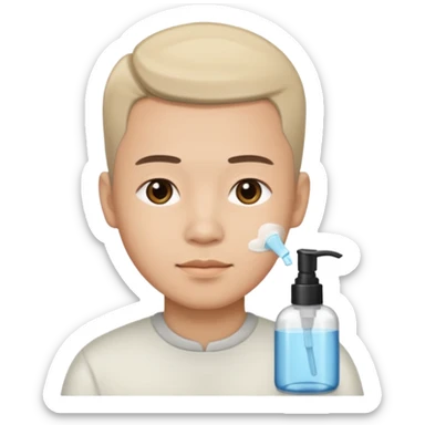 chinese man doing skincare with a fade haircut sticker