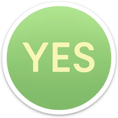 green sphere with YES written across it, playful color icon style sticker