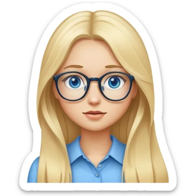 BLONDE GIRL WITH LONG HAIR, VERY PRETTY, blue eyes with glasses  sticker