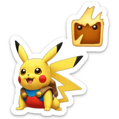 Pikachu, qui tient la main à Mario sticker
