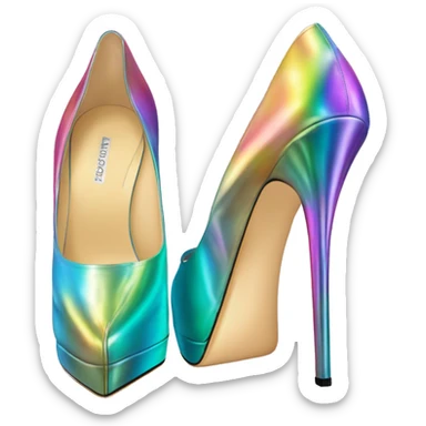Realistic isolated top view of a pair of iridescent jimmy Choo stiletto high heel shoes. sticker