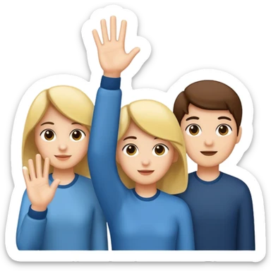 3 students put 1 hand up sticker