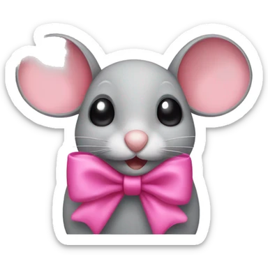 Mouse with a pink bow sticker