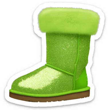 Realistic lime green Sparkle glitter and fur Ugg boots. sticker