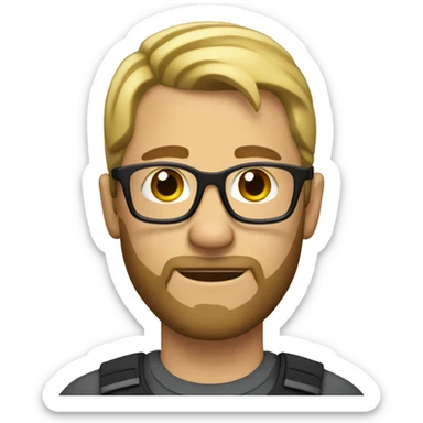 A man with short blonde hair, a beards, and glasses. sticker