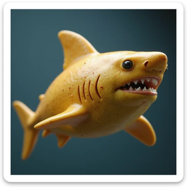 a mango shaped like a shark, highly realistic and detailed, photorealistic style sticker