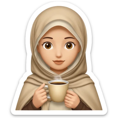 Veiled girl with coffee  sticker