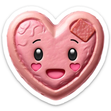 kawaii heart EMOJI made of SPAM MEAT sticker