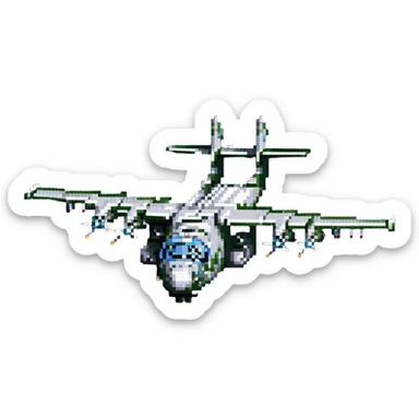 AC-130 gunship military aircraft with visible weapons and cannons sticker