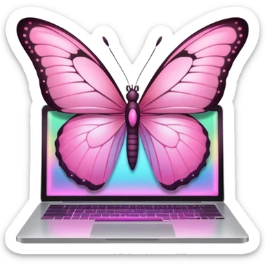 pink butterfly on laptop sticker