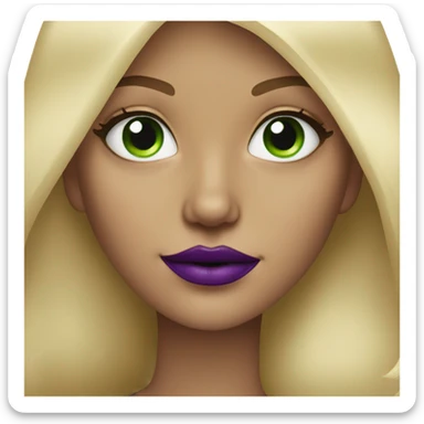 Blonde girl with Green eyes & purple lipstick  sticker