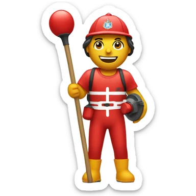 a lifeguard holding a plunger sticker