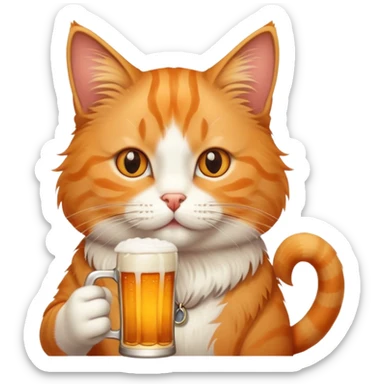 Cat drinking beer sticker