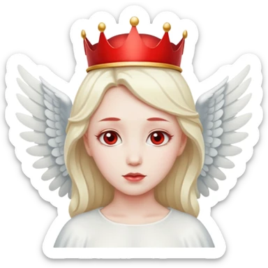 an angel with a red crown on her head, 4 wings sticker