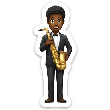 saxophonist holding  chocolate bar sticker