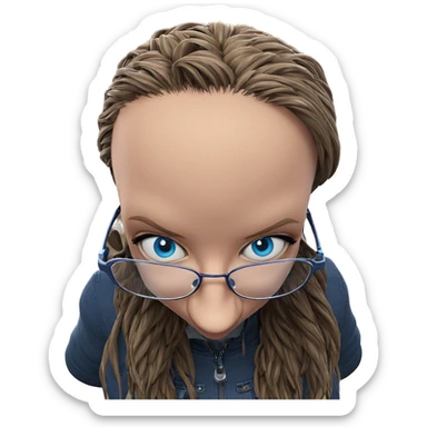 blue eyed girl in glasses sticker