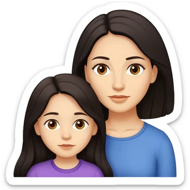 Mother and daughter with Light skinned and Long Dark Hair, twentysix and fourtyfour years old sticker