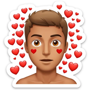 Man with huge hearts bursting from his eyes  sticker