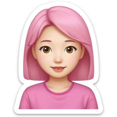 Korean girl beautiful and happy with a pink shirt sticker