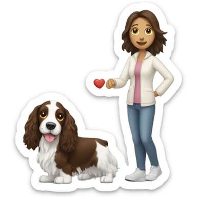 springer spaniel with woman sticker