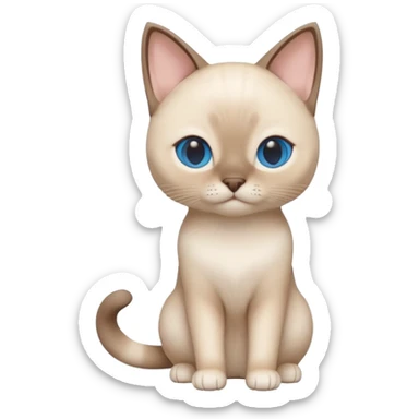 A 3D cartoon Siamese cat in creamy white with faint beige points, smooth short fur, bright eyes, calm lighting, Memoji-style rendering. full body or half body. sticker