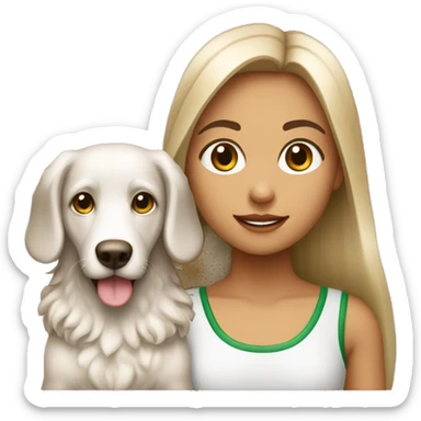  menina criança pele branca cabelo castanho olho verde e com um cachorro pequeno sticker