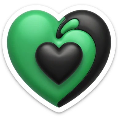 A green heart and black heart mixed together sticker