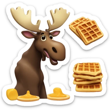 Moose and waffles sticker