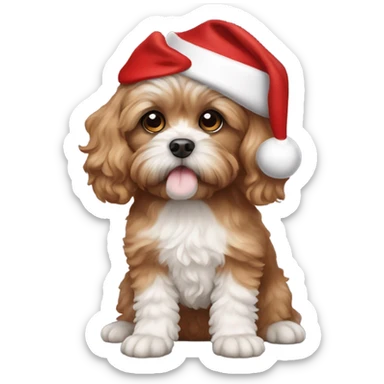 Cavapoo wearing Santa hat  sticker