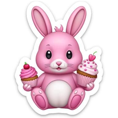 pink Rabbit with cupcake sticker