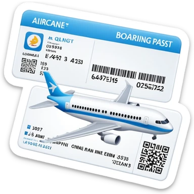 boarding pass emoji with QR code and airplane icon sticker